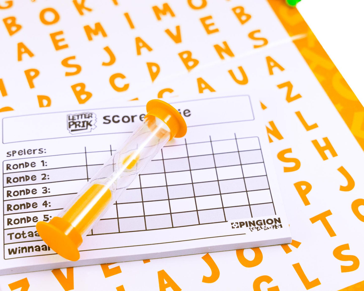 letterprik
scoreblok
zandloper